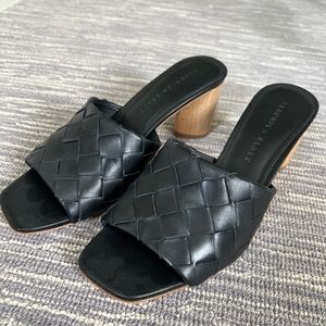 Veronica Beard black woven slide heels